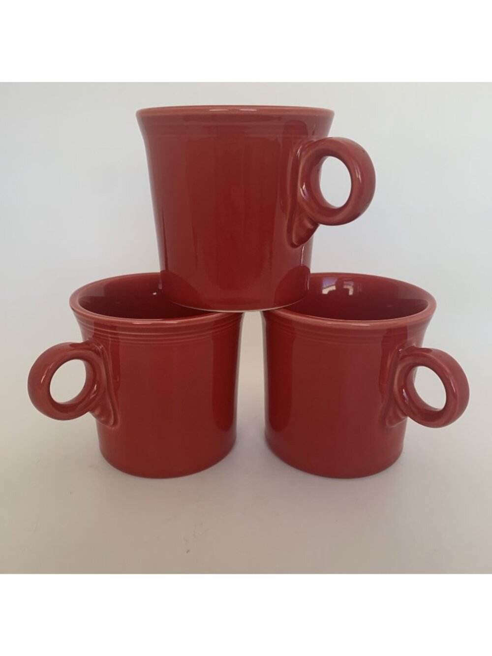 Set 3 Fiestaware Scarlet Red Ring Handle Coffee Mugs Cups HLC Fiesta USA
